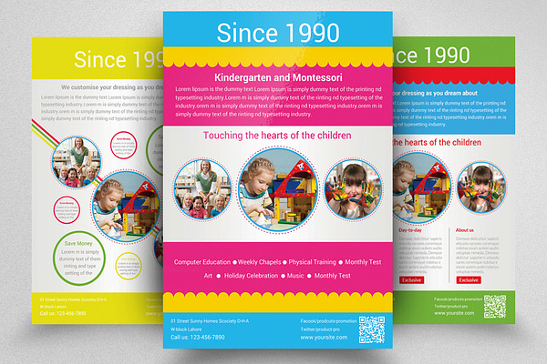 Kindergarten Flyer With 3 Layouts Creative Photoshop Templates Creative Market