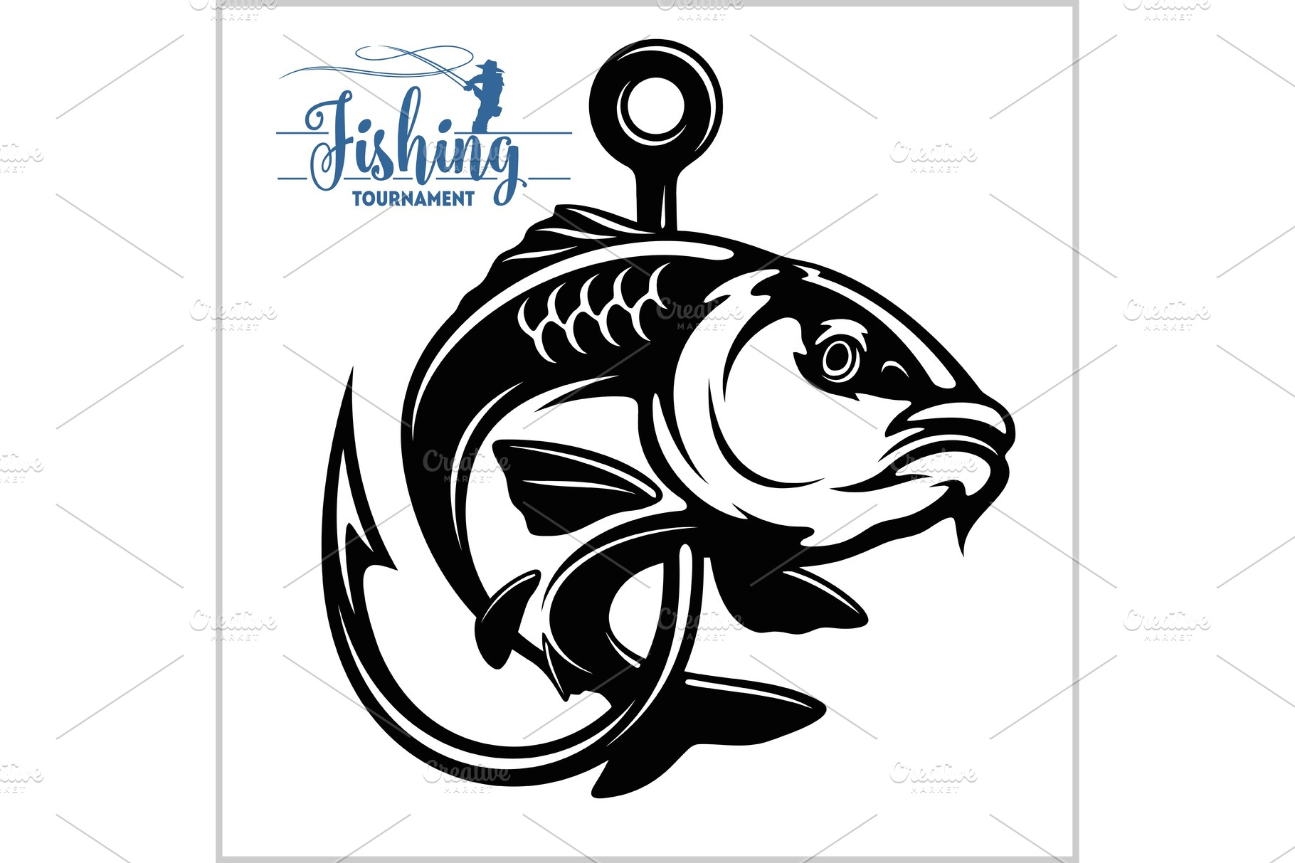 Carp fish. Fishing club sign or | Animal Illustrations ~ Creative Market