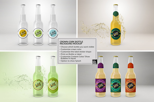 Download Clear Bottle with Crown Cork Mockup | Creative Photoshop Templates ~ Creative Market