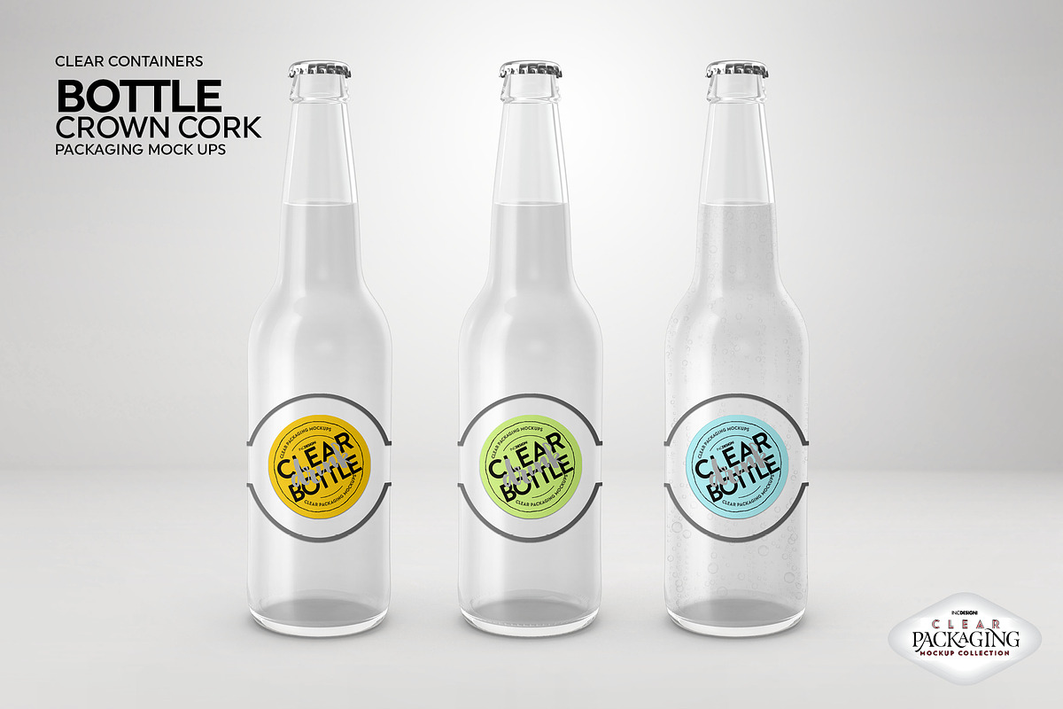 Download Clear Bottle with Crown Cork Mockup | Creative Photoshop Templates ~ Creative Market