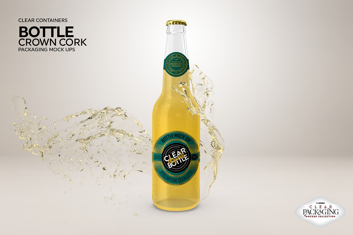 Download Clear Bottle with Crown Cork Mockup | Creative Photoshop ...