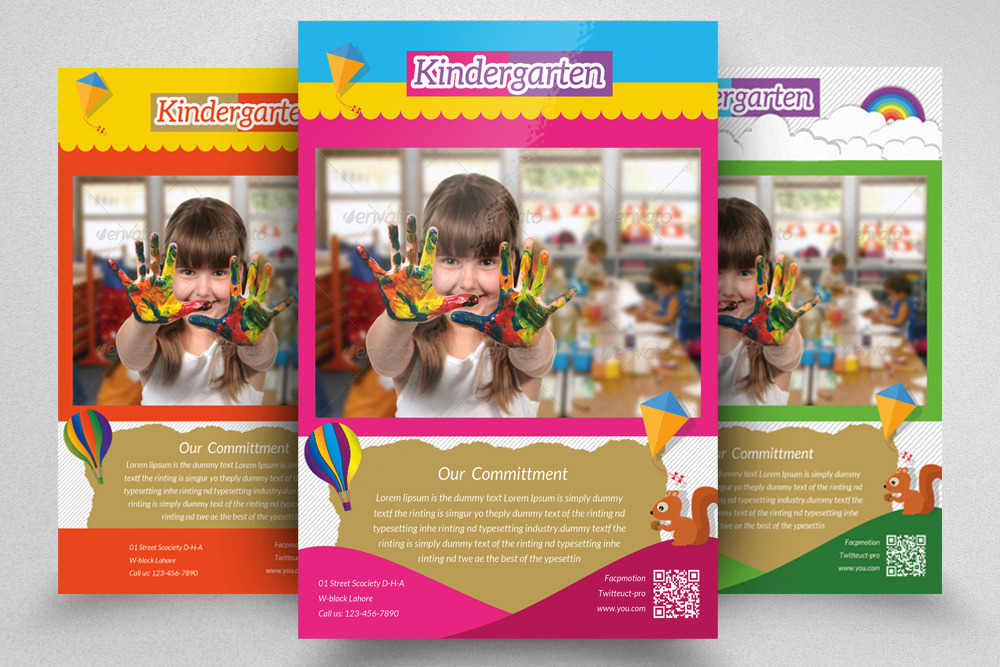 Kindergarten Flyer Template Creative Photoshop Templates Creative Market