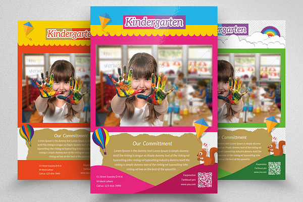 Kindergarten Flyer Template Creative Photoshop Templates Creative Market