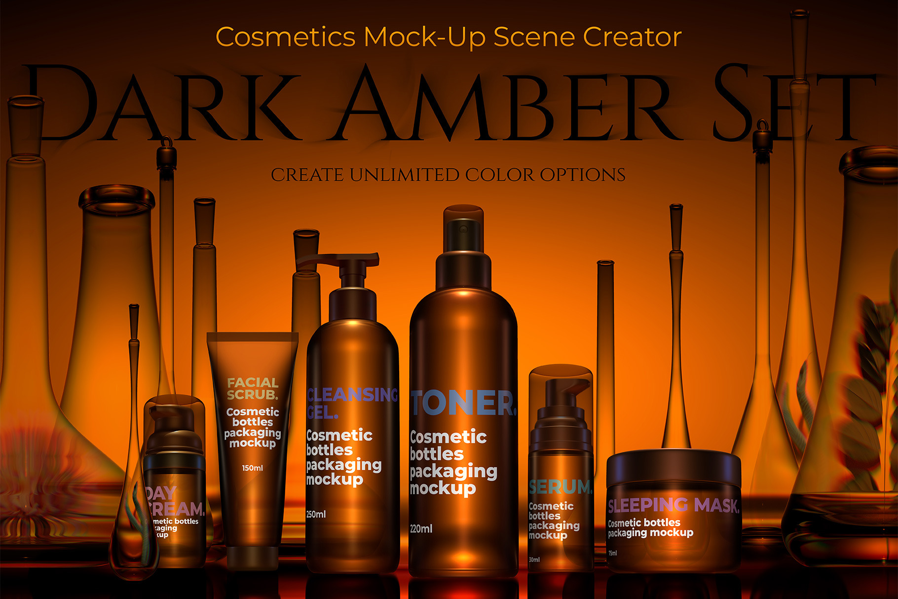 Download Dark Amber Cosmetics Scene Creator Creative Photoshop Templates Creative Market PSD Mockup Templates