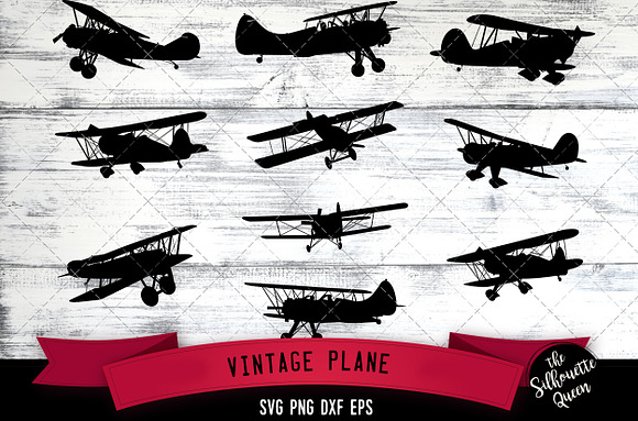 Download Vintage Plane Svg File Aircraft Pre Designed Illustrator Graphics Creative Market