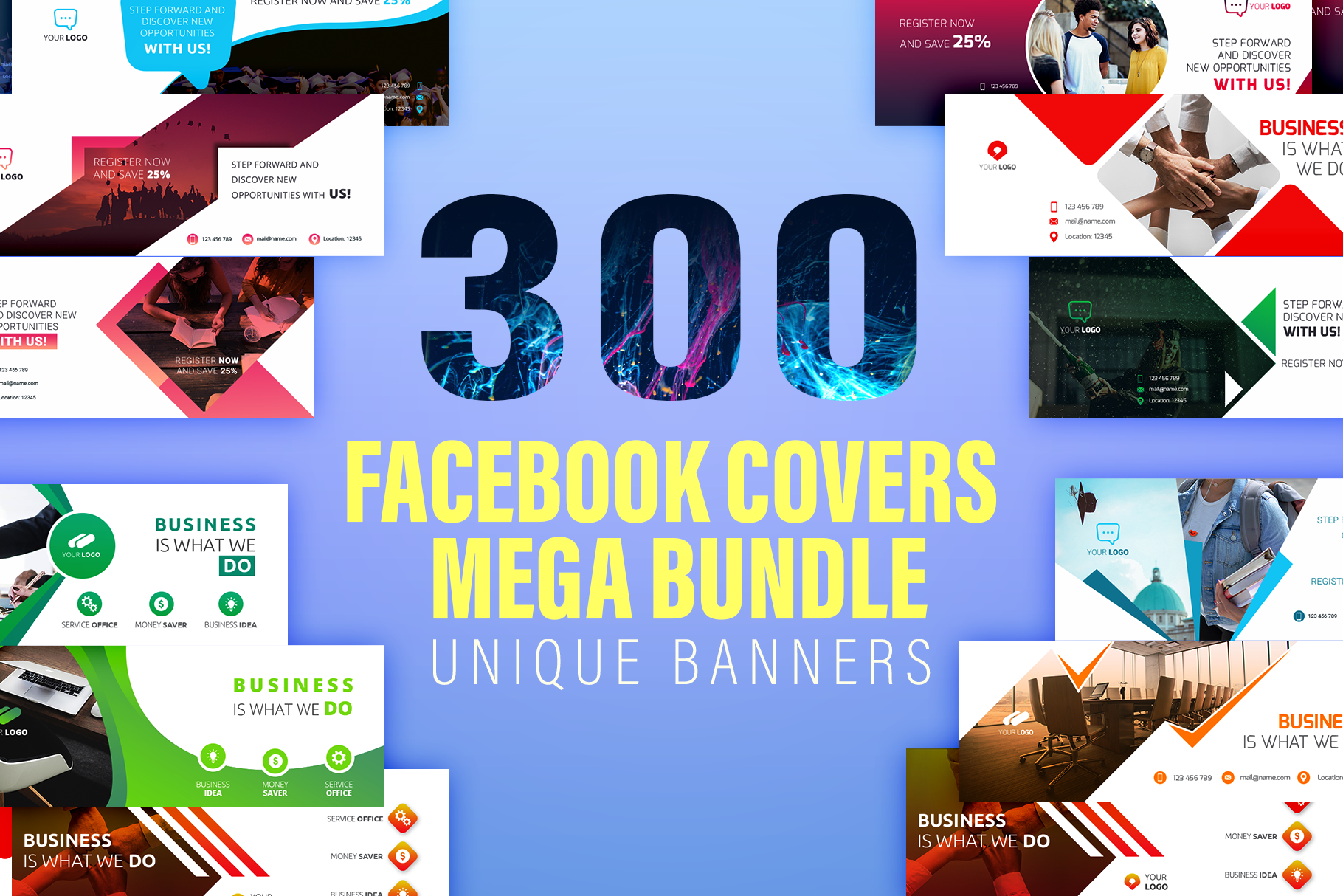 Download Facebook Covers Mega Bundle | Creative Photoshop Templates ~ Creative Market