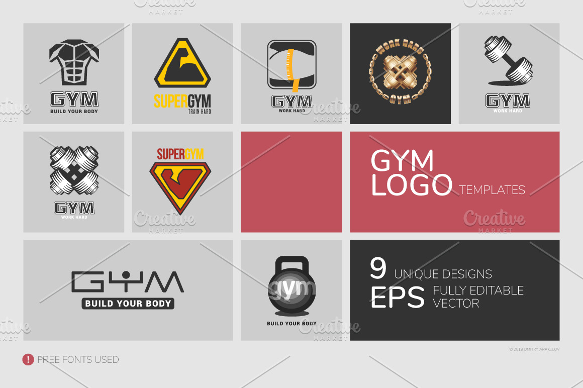 Gym Logo Templates Creative Illustrator Templates Creative Market