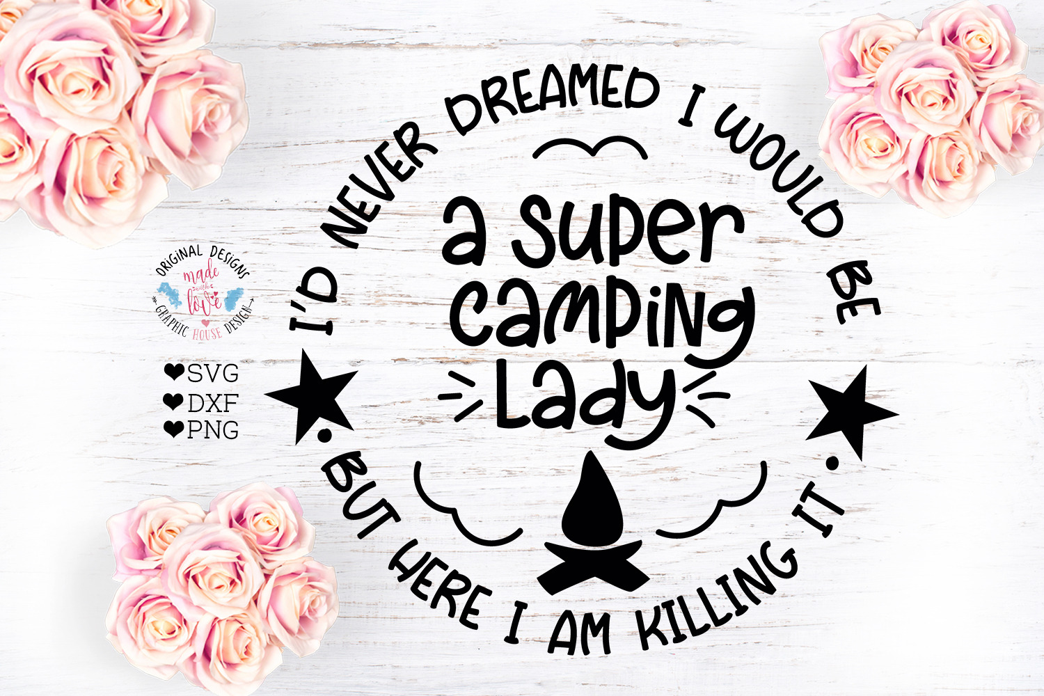 Download Super Camping Lady Cut File Pre Designed Photoshop Graphics Creative Market