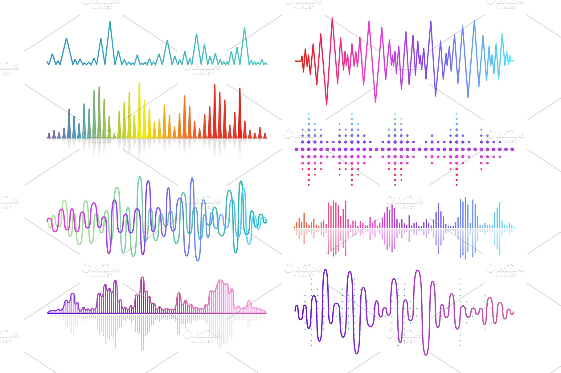 Vector music sound waves set | Pre-Designed Vector Graphics ~ Creative