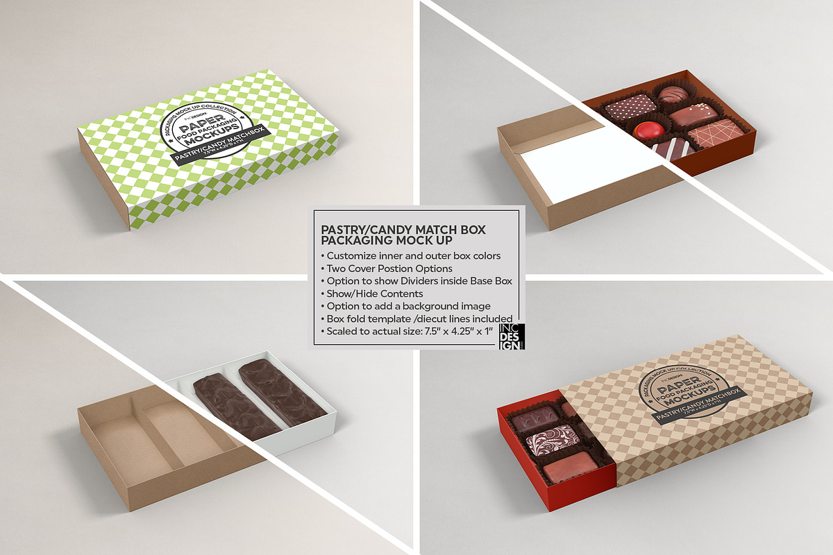 Download Match Box Style Packaging Mockup | Creative Photoshop Templates ~ Creative Market