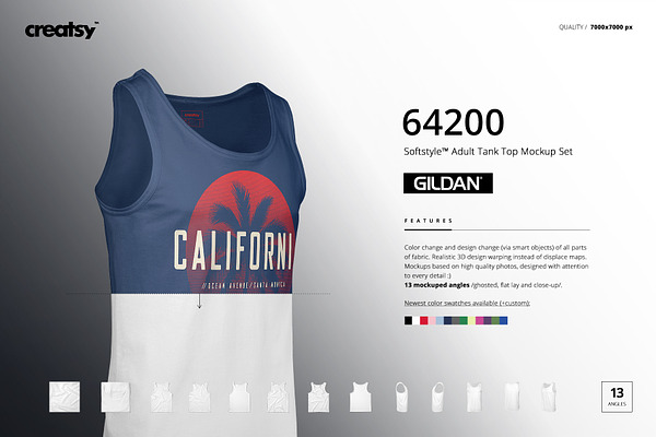 Download Gildan 64200 Tank Top Mockup Set Creative Photoshop Templates Creative Market PSD Mockup Templates