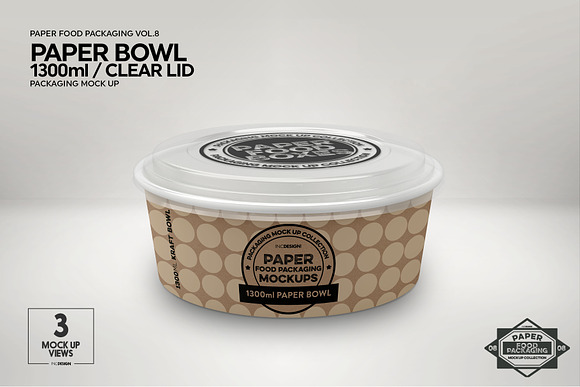 Download 1300ml Paper Bowl Clear Lid Mockup Creative Photoshop Templates Creative Market Yellowimages Mockups