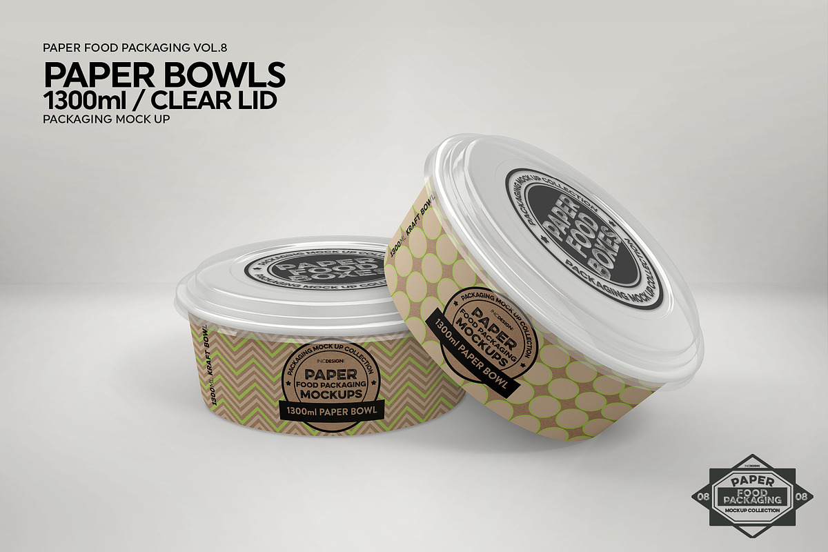 Download Paper Bowls with Clear Lids Mockup | Creative Photoshop Templates ~ Creative Market