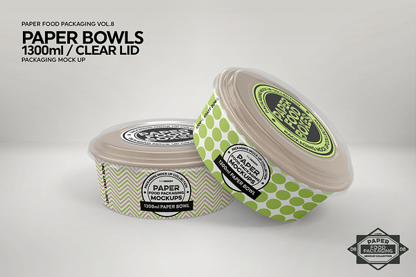 Download Paper Bowls with Clear Lids Mockup | Creative Photoshop Templates ~ Creative Market