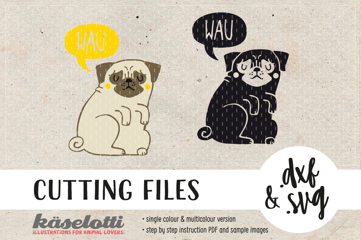 Download Svg Dxf Cutting File Barking Pug Pre Designed Photoshop Graphics Creative Market