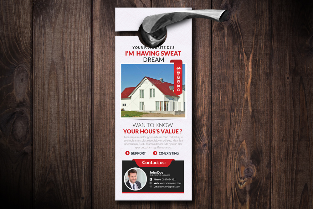 Real Estate Door Hanger Template | Stationery Templates ~ Creative Market