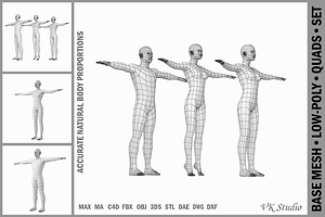 Natural Female 01 T-Pose Base Mesh  3D Characters & People ~ Creative  Market