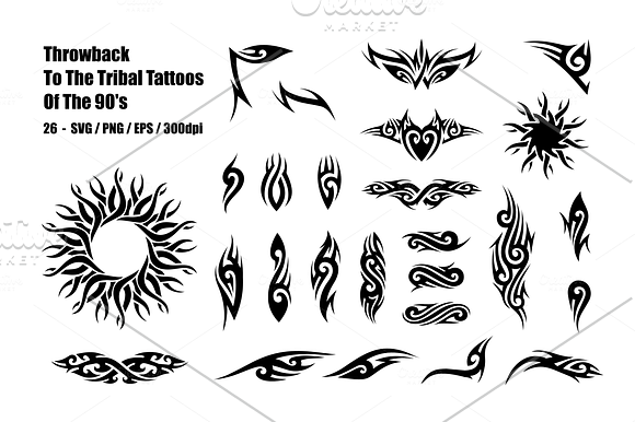 Tribal Tattoos Of The 90\'s | Illustrations ~ Creative Market