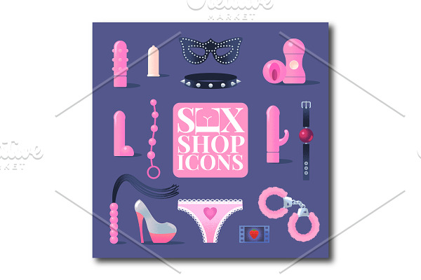 Sex Shop Vector Logo Set Creative Illustrator Templates ~ Creative Market