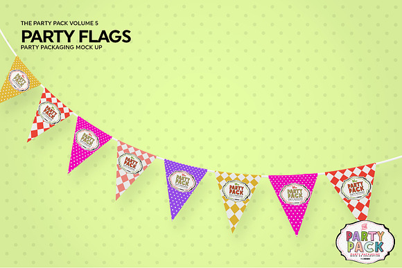 Download Party Flags Bunting Mockup Creative Photoshop Templates Creative Market