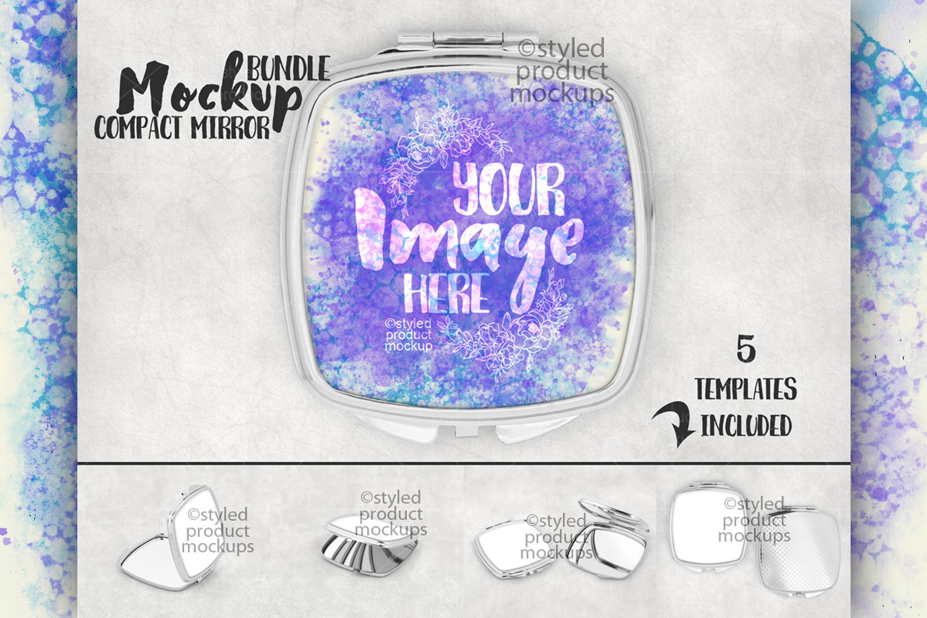 Download Square Compact Mirror Mockup Creative Photoshop Templates Creative Market