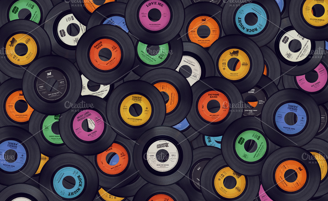 Vinyl records music background Background Stock Photos Creative Market