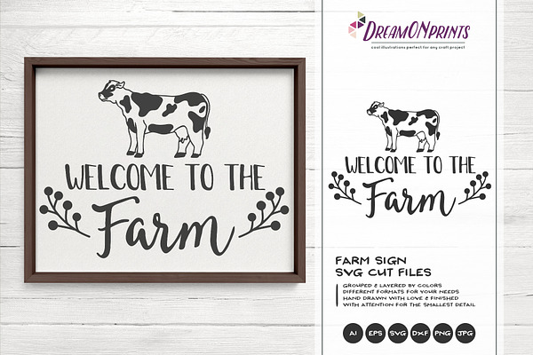 Download Welcome To The Farm Svg Cow Svg Pre Designed Photoshop Graphics Creative Market PSD Mockup Templates