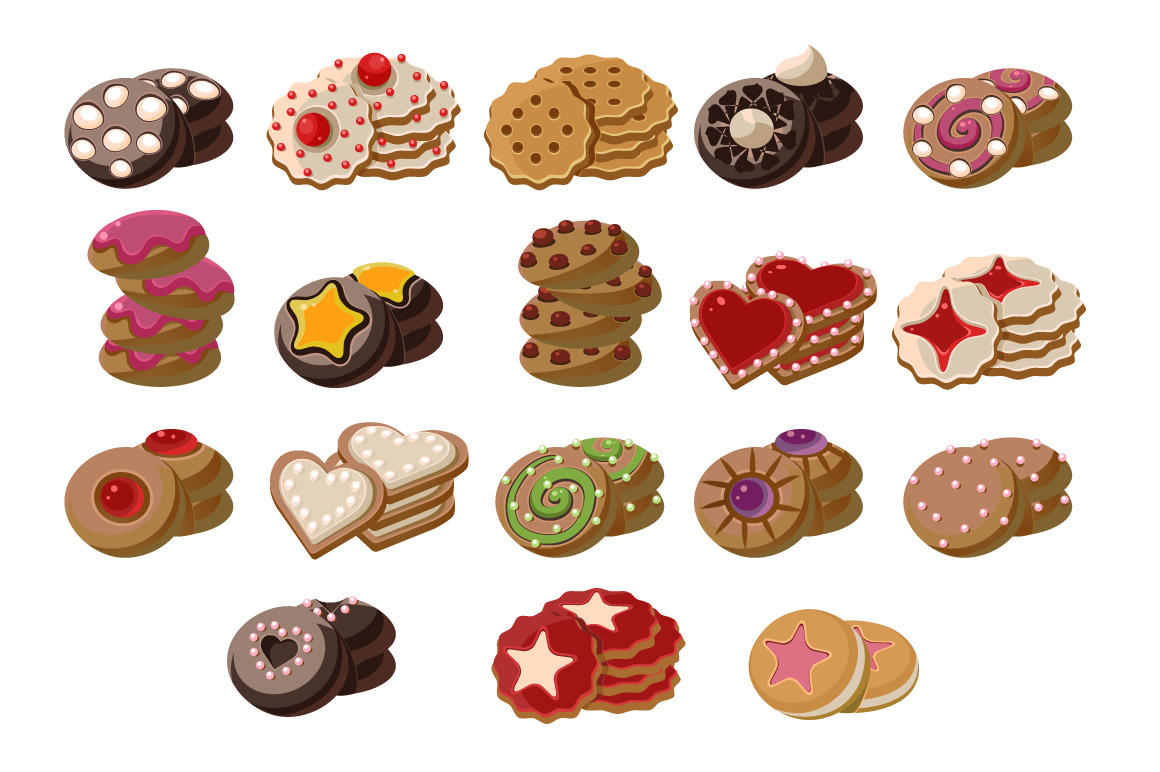 Cookies of Cartoon Vector Food Icons | Pre-Designed Photoshop Graphics