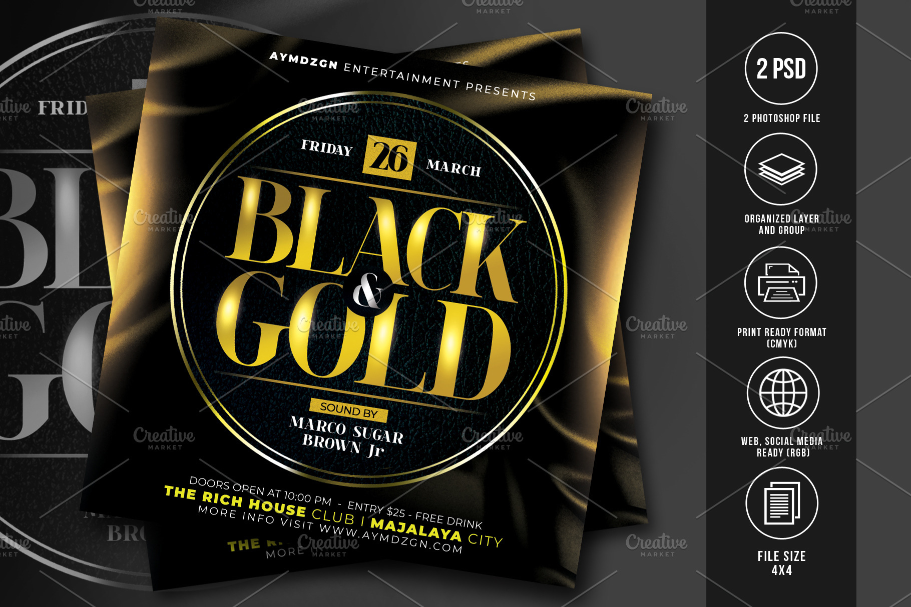 Black and Gold Flyer | Flyer Templates ~ Creative Market