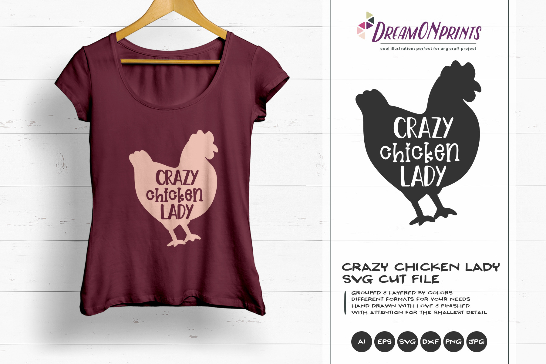 Download Crazy Chicken Lady Svg Vector Pre Designed Photoshop Graphics Creative Market