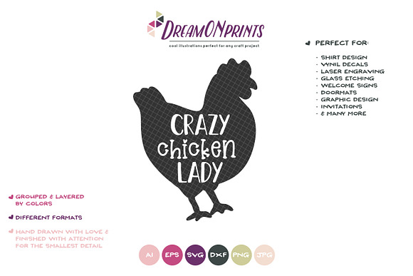 Download Crazy Chicken Lady Svg Vector Pre Designed Photoshop Graphics Creative Market