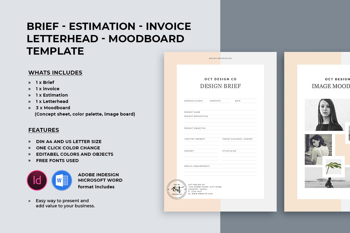 Brief Estimation Invoice Creative Indesign Templates Creative Market