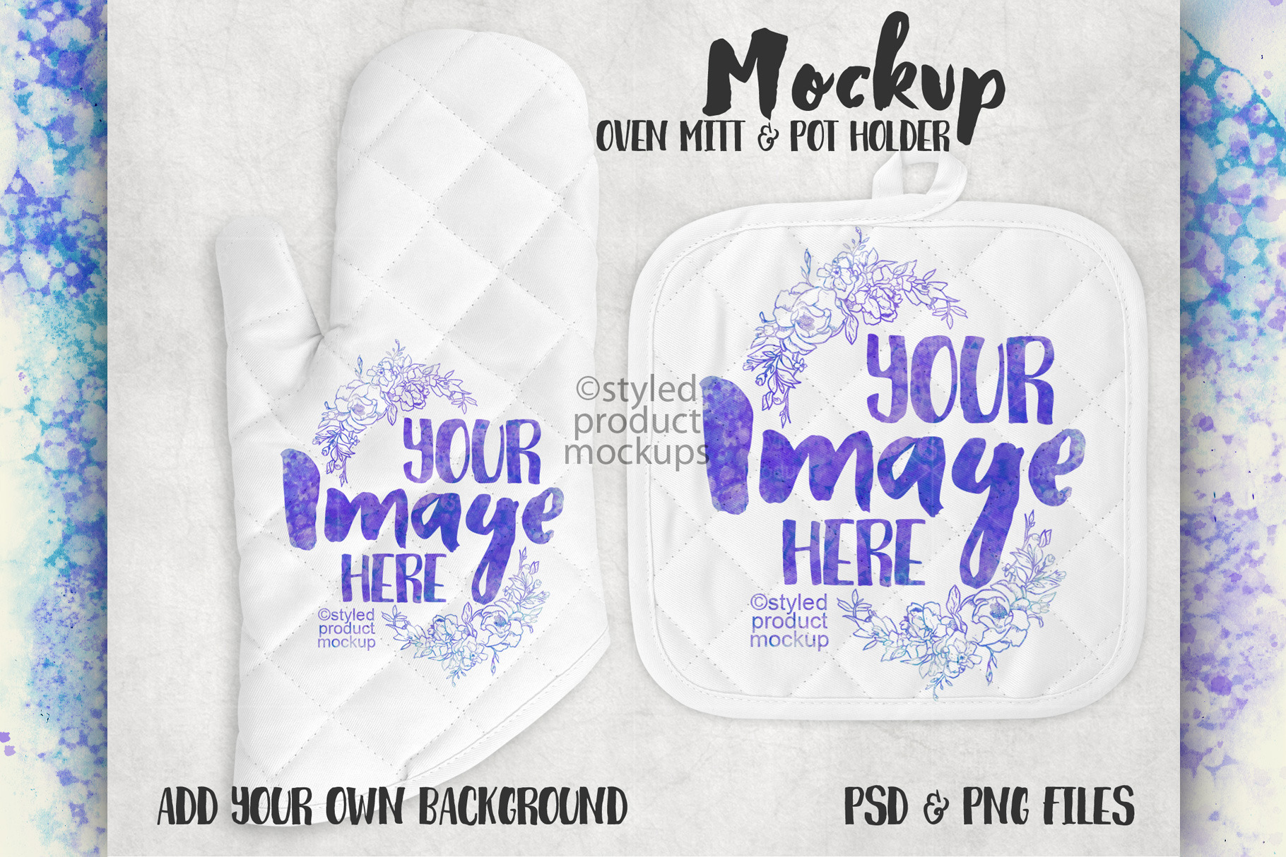 Pot Holder & Oven Mitt Set Product Mockup Graphic by Small Business Prints  · Creative Fabrica