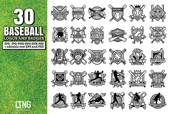 Download 30 Baseball Logos And Badges Pre Designed Photoshop Graphics Creative Market PSD Mockup Templates