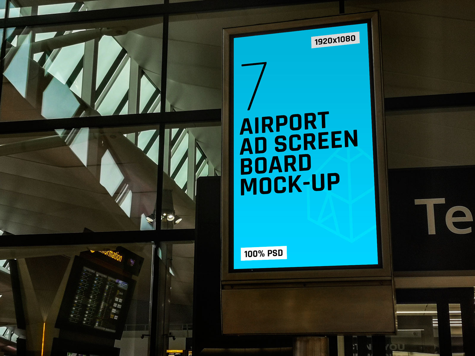 Download Airport Ad Screen Board Mock Ups 2 Creative Photoshop Templates Creative Market