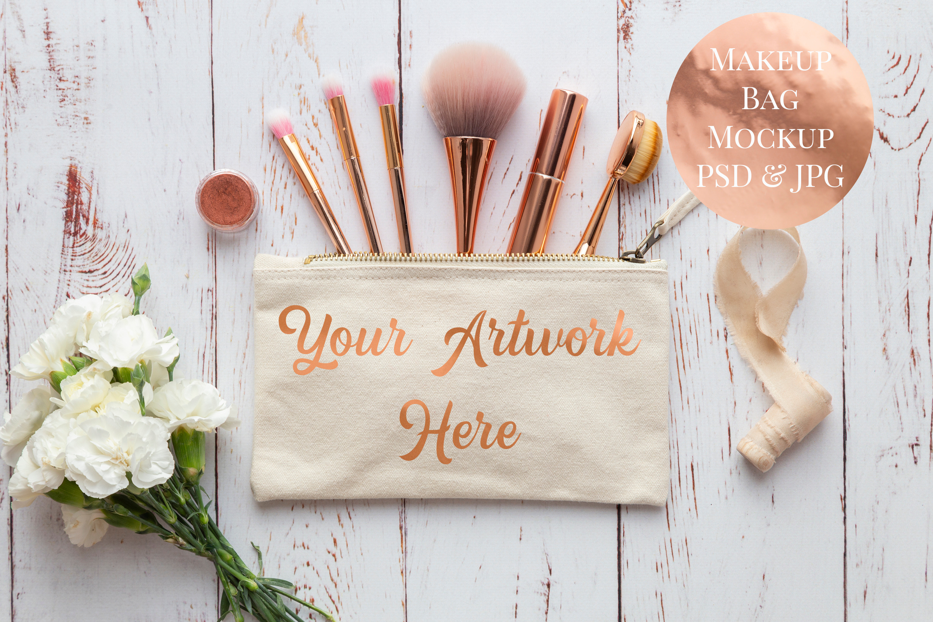 Download Makeup Cosmetic Zippered Bag mockup | Creative Product ...