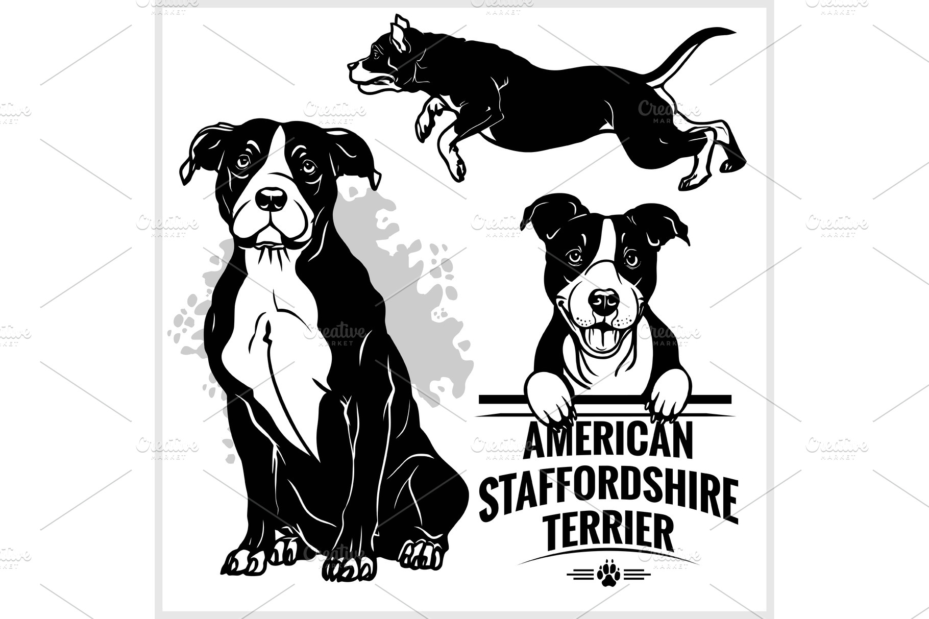 Download American Staffordshire Terrier dog - | Pre-Designed Vector ...