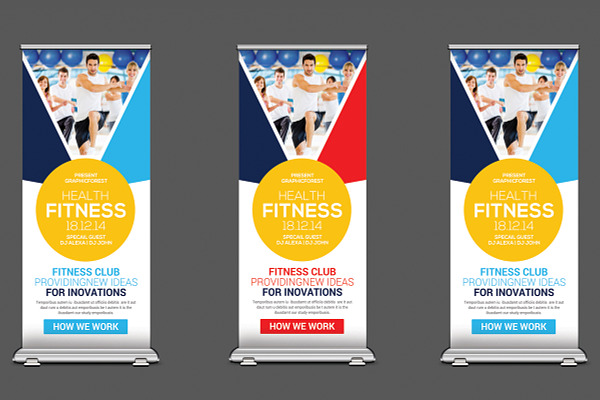 Health Fitness Rollup Banners Creative Photoshop Templates Creative Market