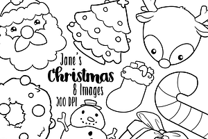 Kawaii Christmas Clipart | Pre-Designed Photoshop Graphics ~ Creative ...