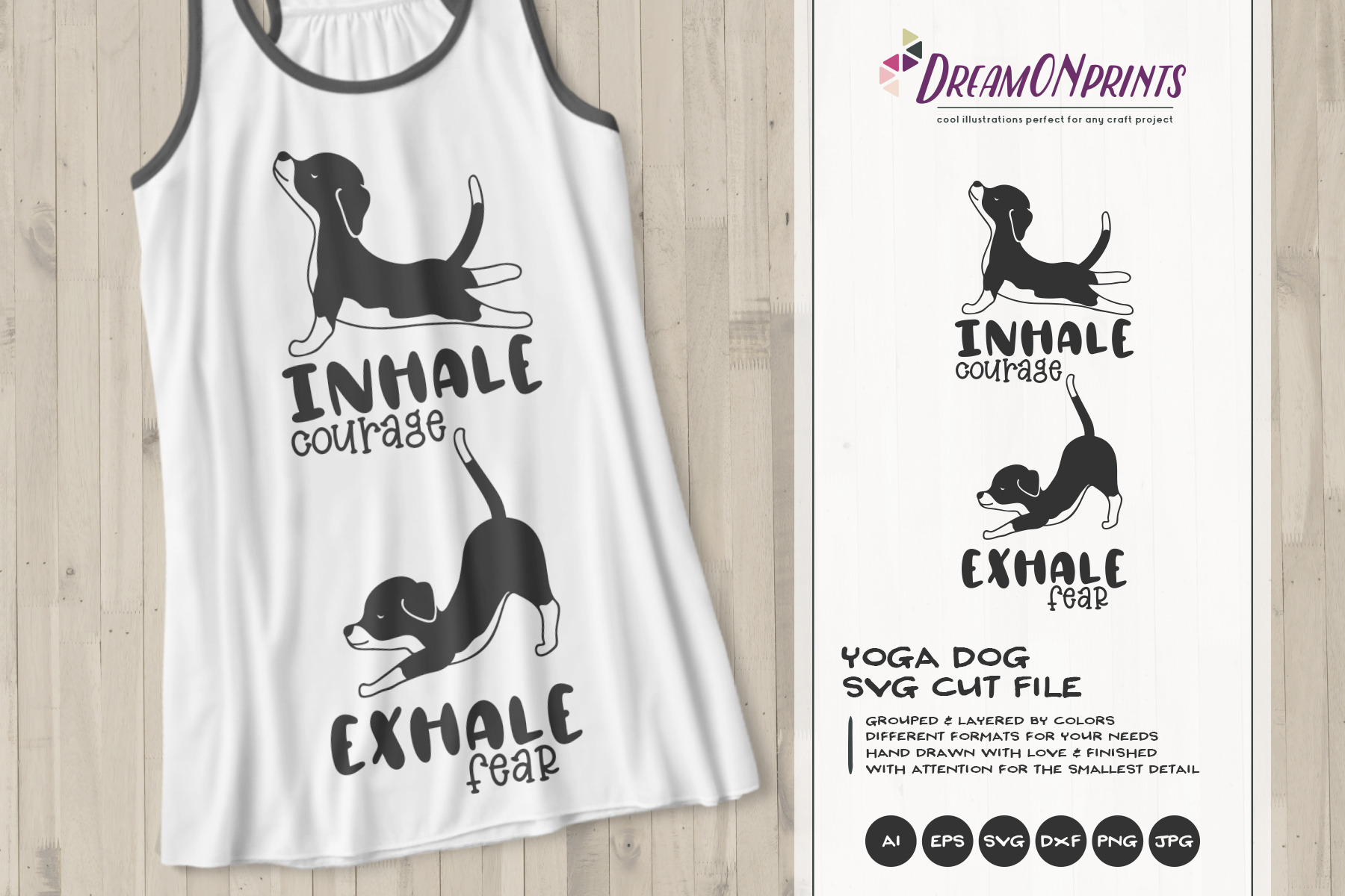 Download Yoga Dog Inhale Exhale Svg Vector Pre Designed Photoshop Graphics Creative Market 3D SVG Files Ideas | SVG, Paper Crafts, SVG File