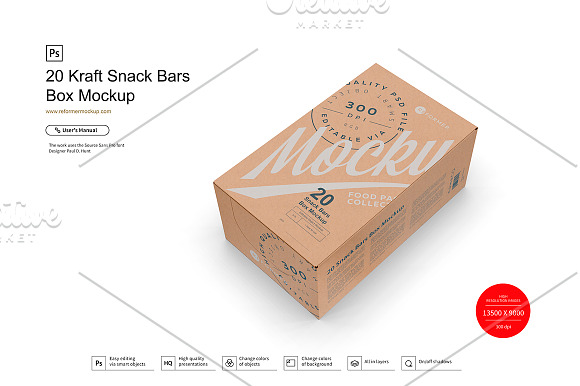 Download 20 Kraft Snack Bars Box Mockup Creative Photoshop Templates Creative Market