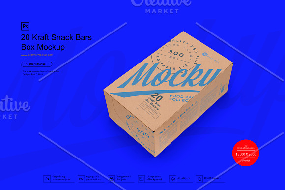 Download 20 Kraft Snack Bars Box Mockup Creative Photoshop Templates Creative Market