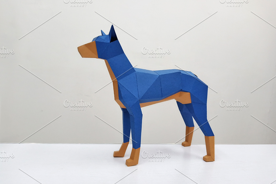 Diy Doberman 3d Papercraft Templates And Themes ~ Creative Market