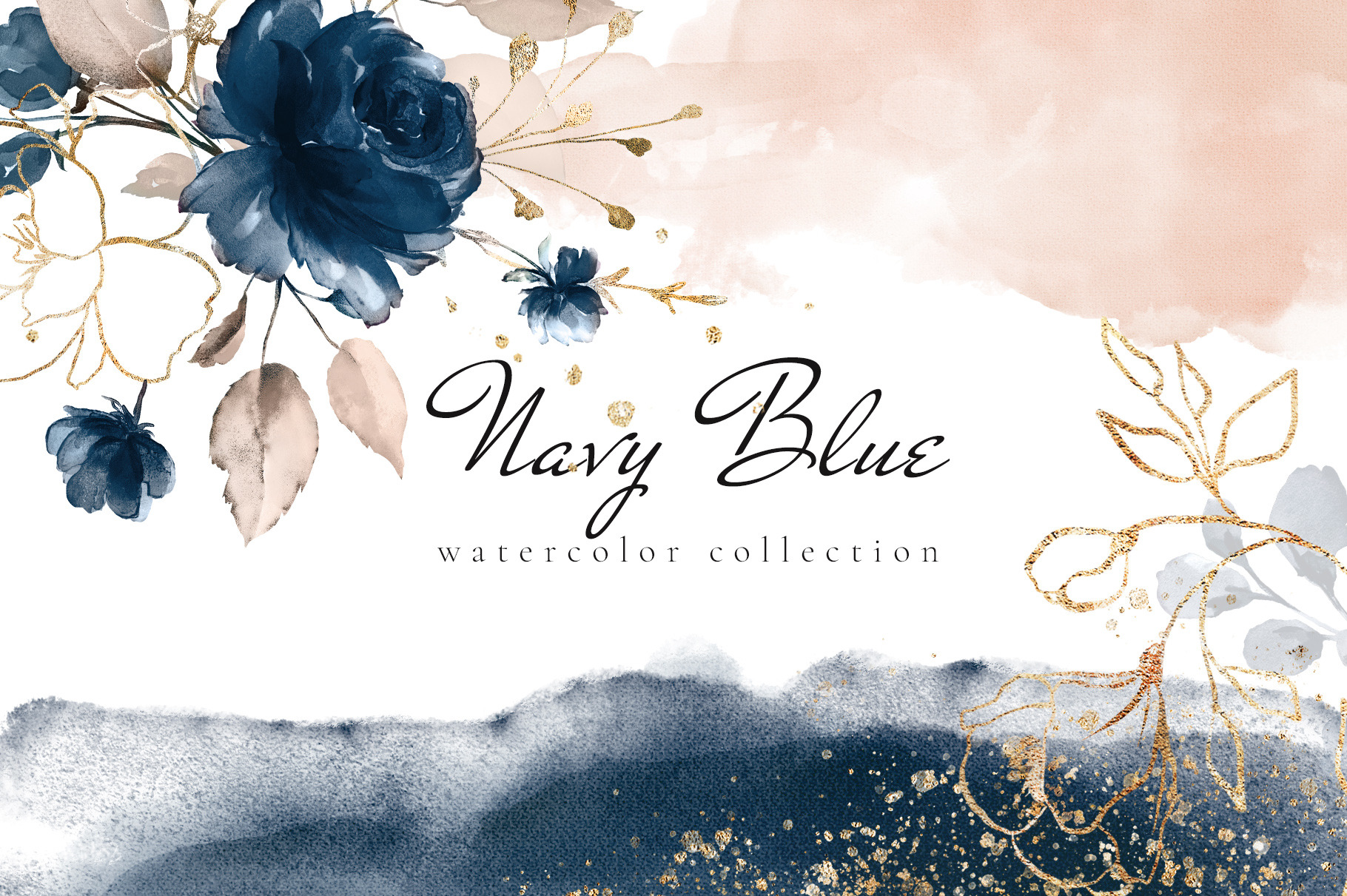 Navy Blue. Watercolor collection | Work Illustrations ~ Creative Market