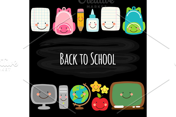 Cute Back to school banner design | Pre-Designed Vector Graphics ...