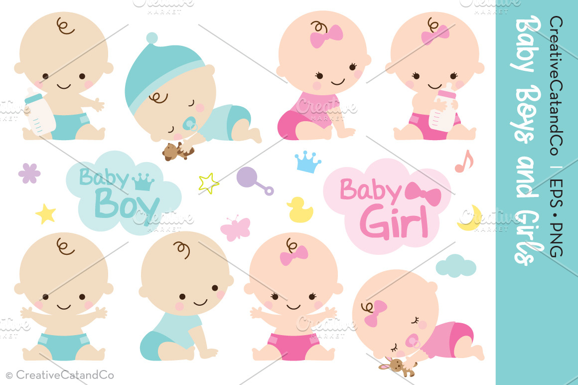 Baby Clipart Vector EPS PNG Set | Photoshop Graphics ~ Creative Market