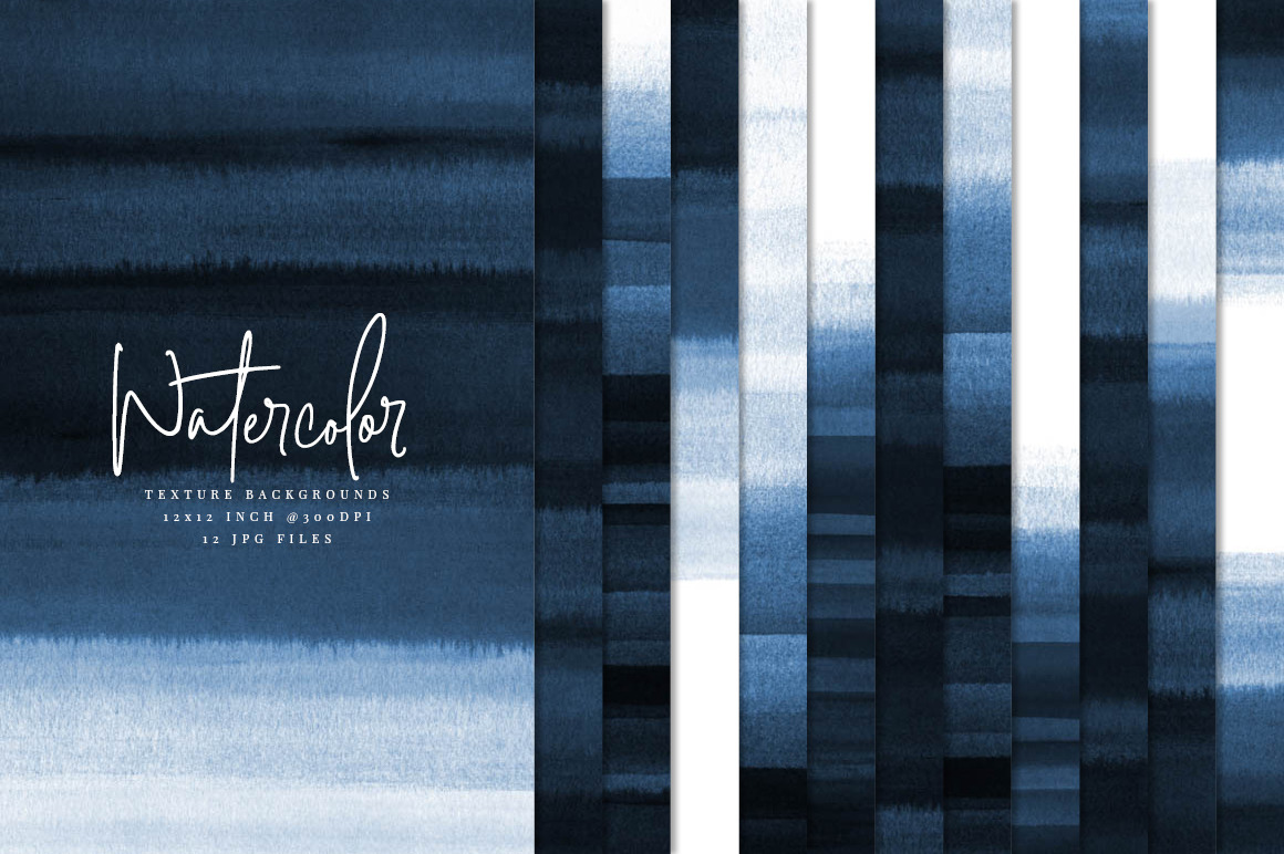 Navy Blue Watercolor Textures | Pre-Designed Photoshop Graphics