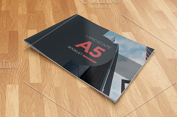 Download A5 Landscape Booklet Mockup Creative Photoshop Templates Creative Market