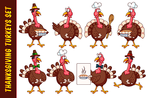 Thanksgiving Cartoon Turkey | Pre-Designed Photoshop Graphics