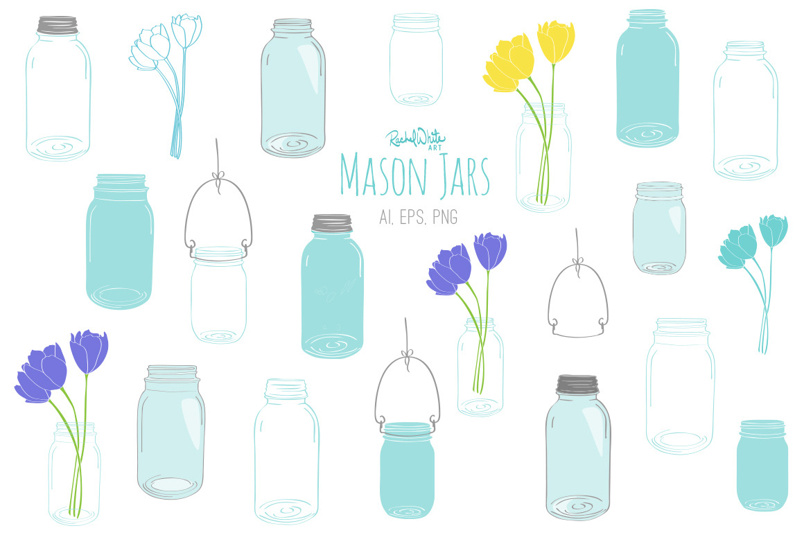 Mason Jars Vector Png Pre Designed Illustrator Graphics Creative Market